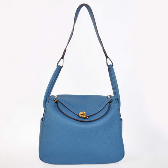 H1057 Hermes Lindy 30CM Havanne Borse 1057 pelle blu Golde